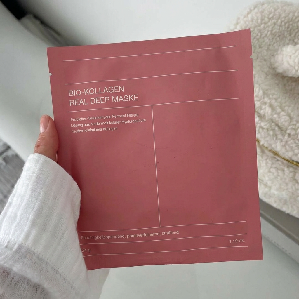 Biocollagen Real Deep Maske, Hydrogelmaske, Porenverfeinerung, Elastizitätsverbesserung, Koreanische Hautpflege | 34 g x 4 Stück